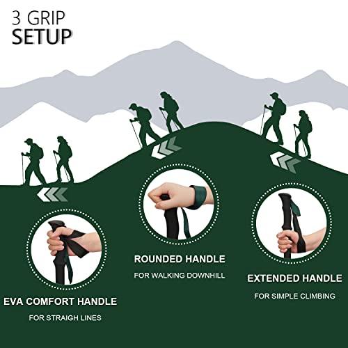 TheFitLife Collapsible Trekking Poles for Hiking – Lightweight Folding Walking Sticks for Men and Women with Extra-Long Fo...