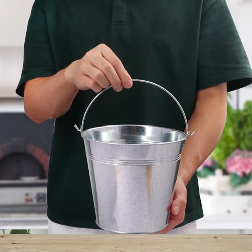 Biugaaufai 12 Pack 7 Inch Galvanized Metal Buckets with Handles, Rustic Metal Ice Buckets for Party Decor, Wedding Favors,...