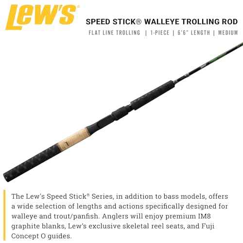 Lew's Speed Stick Trolling Fishing Rod, IM8 Graphite Blank with Fuji Concept O Guides, Shrink Tubing Grip