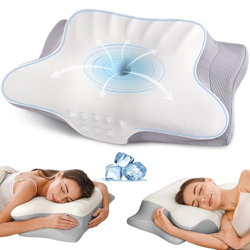 Cervical Neck Pillow for Pain Relief, Ergonomic Pillow Side Sleeper Pillow for Sleeping, Contour Memory Foam Pillows with ...