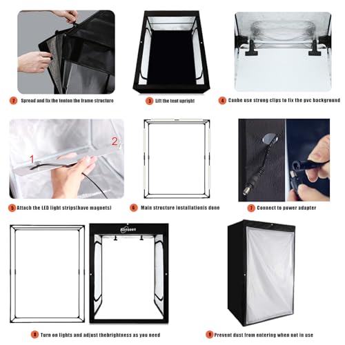 Photo LED Large Light Box Photography Konseen Professional 47"x20"x55" Continuous Lighting Flashery Video Studio Dimmable ...