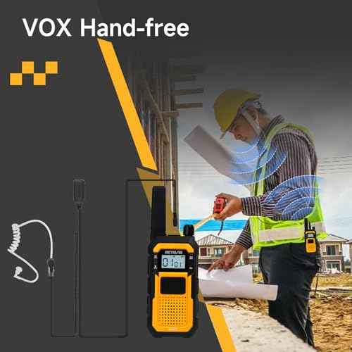 Retevis RB48 Walkie Talkies Long Range, IP67 Waterproof Two Way Radios with Earpiece, Support VOX, Vibration Call, 2000mAh, NOAA, 2 Way Radio for Business(2 Pack)
