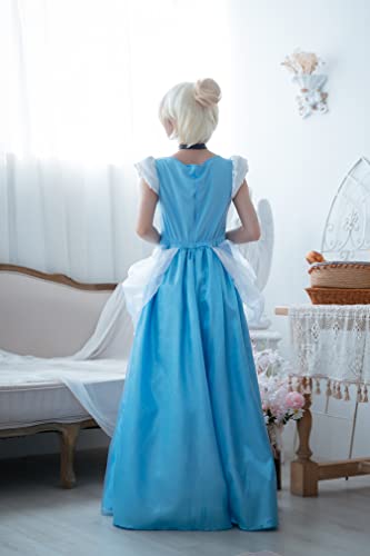Disguise womens Cinderella Costume, Official Disney Princess Cinderella Deluxe Dress Adult Sized Costumes, Blue, Medium 8-10 US
