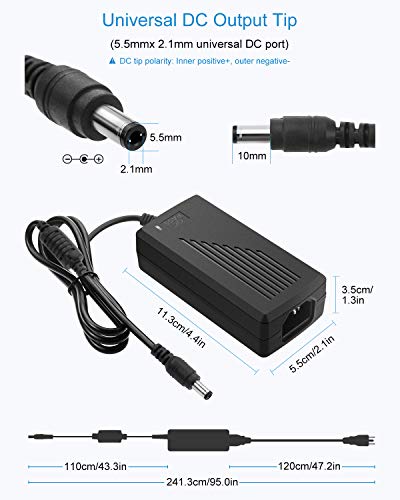 ALITOVE DC 12V 5A Power Supply Adapter Converter Transformer 60W AC 100-240V Input with 5.5x2.5mm DC Output Jack for 5050 ...