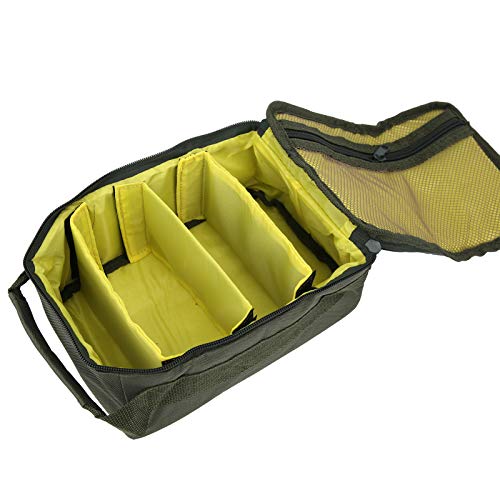Fishing Reel Gear Storage Bag Organizer Portable Bait Tackle Wallet Zipper Case 4-Layer Green Army