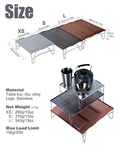 iClimb 1 Solo Mini Folding Table and 1 Anti-Sinking Large Feet Chair Bundle, Ultralight Compact for Adults Outdoor Picnic ...