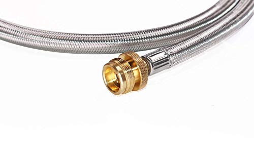 DOZYANT 6 Feet Stainless Braided Hose Adapter With Tank Gauge, 1 lb to 20 lb Propane Converter for Stove, Tabletop Grill a...