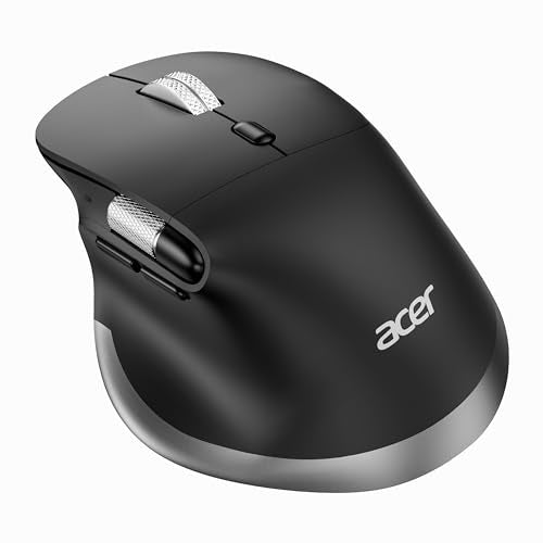 acer Ergonomic Mouse Wireless Rechargeable with Side Scroll (BT5.2+2.4GHz), Bluetooth Computer Mouse for Laptop, 6 Adjusta...