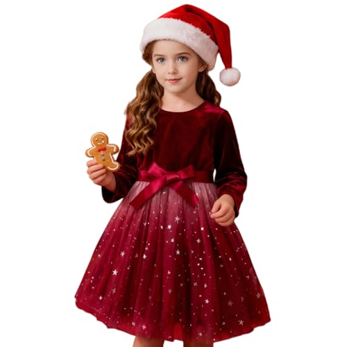Nileafes Girl Knee-Length Dress Kids Long Sleeve Lace Casual Dresses