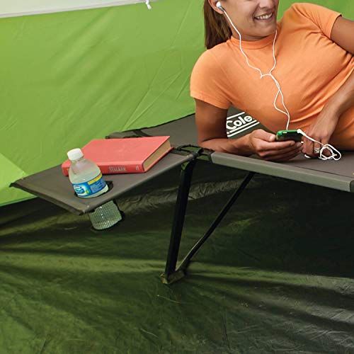 Coleman Pack-Away Big ‘n Tall Camping Cot with Removable Side Table, Extra Wide Cot Fits Adults up to 6ft 6in or 300lbs, C...