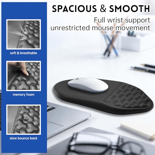 3-in-1 Ergonomic Keyboard Stand Wrist Rest Mouse Pad Set, Tilted Keyboard Riser Holder Support with Non-Slip PU Base, Wris...