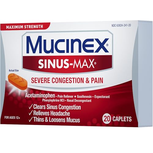 Mucinex Sinus-Max Severe Congestion Relief Caplets, 20 Count