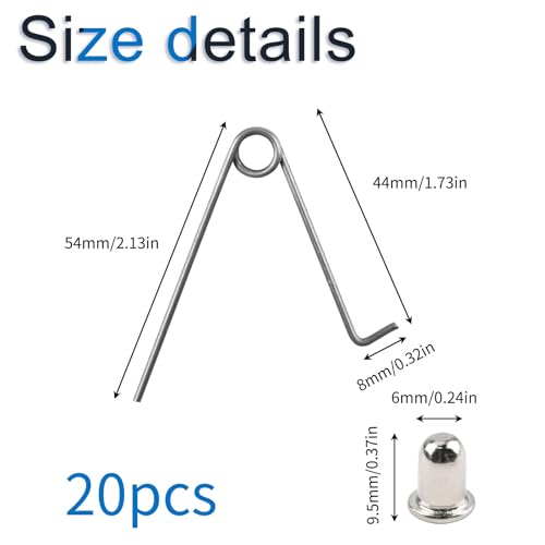 INCREWAY Tent Pole Clips, 20PCS Kayak Paddle Spring Snap Clips, Carbon Steel Tent Pole Push Button Spring Clips for Campin...