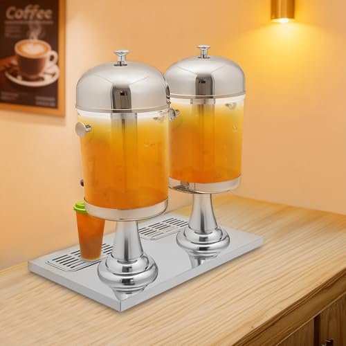 3.5 Gallon Beverage Dispenser with Stand, Stainless Steel Large Drink Dispenser with Handles, Commercial Hot Cold Juice Di...