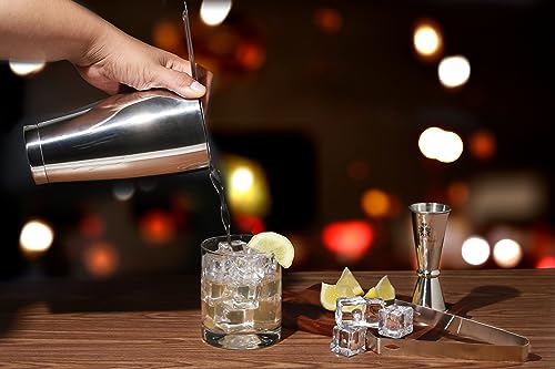 Hawke & Hanley Premium Boston Cocktail Shaker Set Bartender Kit - 12 Piece Mixology Bar Set with Weighted Boston Shaker, B...