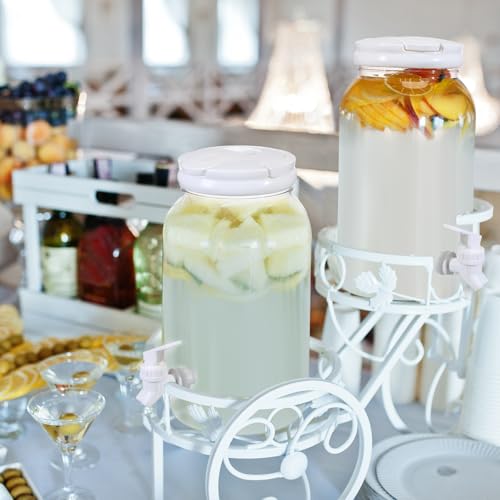 Havawish 2 Pcs 1 Gallon Plastic Beverage Dispenser with Spigot Clear Summer Kitchen Fridge Drink Dispenser for Parties Lem...