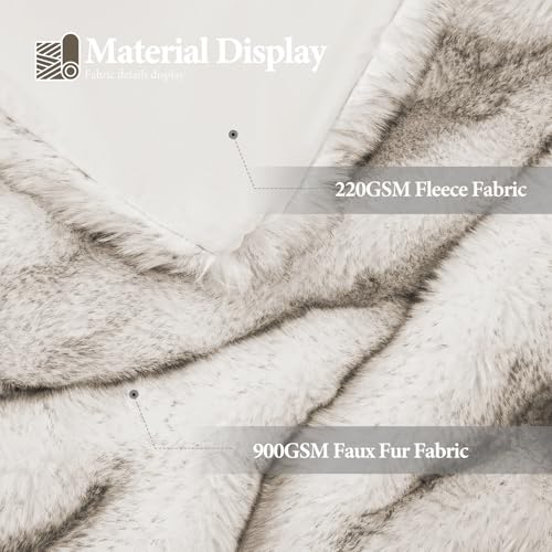 Touchat 1000GSM Faux Fur Throw Blanket, Super Thick Warm Cozy Heavy Blankets for Couch Bed Sofa, Plush Fuzzy Elegant Winte...