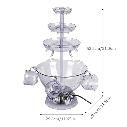3-Tier Red Cocktail Fountain Drink Machine with LED Base and 5 Cups – Electric Drink Dispenser for Wine and Champagne at W...