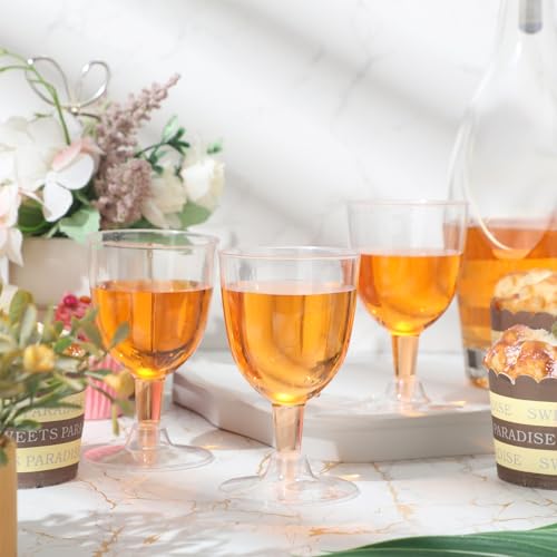 Mimorou 100 Pieces 5 oz Disposable Wine Glasses with Stem Bulk Disposable Party Cups Goblet Wine Glasses for Christmas, Ou...