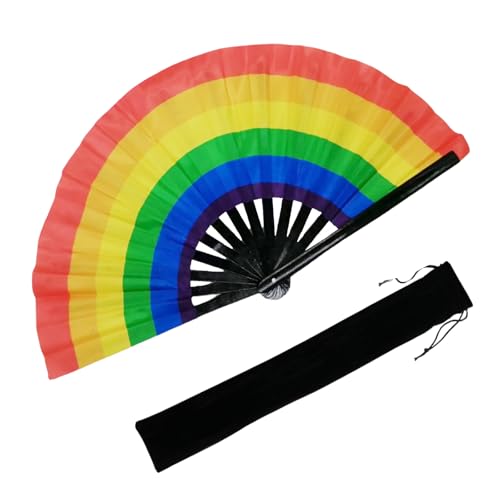 YKuzLx 13‘’ Large Rave Fan for Men Women, Popping Fan for Line Dancing, Decorative Folding Hand Fan for Party, Home Decora...