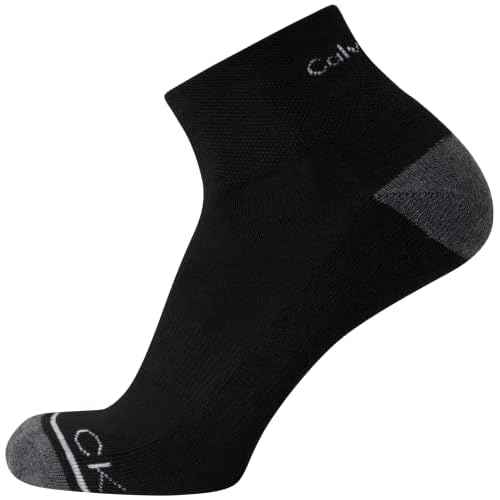 Calvin Klein Mens Quarter Socks - 6 Pack Breathable Cushion Athletic Quarter Length Ankle Socks for Men for Running & Workout