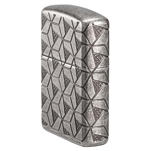 Zippo Lighter: Armor MultiCut Geometric Deep Carve - Antique Silver 49883