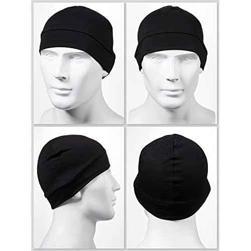 Syhood 6 Pieces Men Skull Caps Cotton Beanies Sleep Hats Multifunctional Helmet Liner Cap for Men and Women
