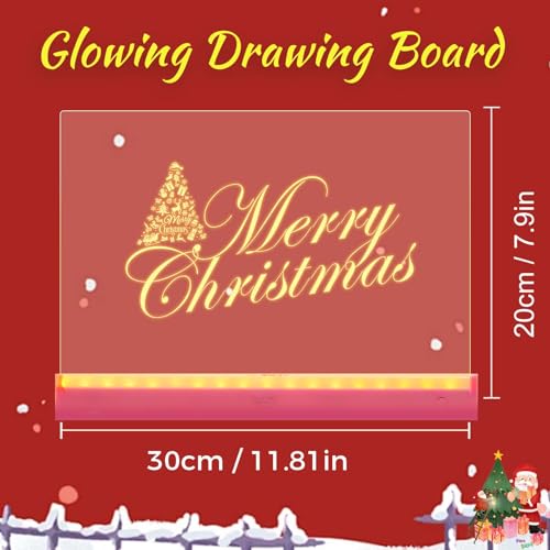 Acrylic Dry Erase Board with Light, LED Note Board with Colors, Magic Sketch LED Board with Stand, Reusable Dry Erase Mess...