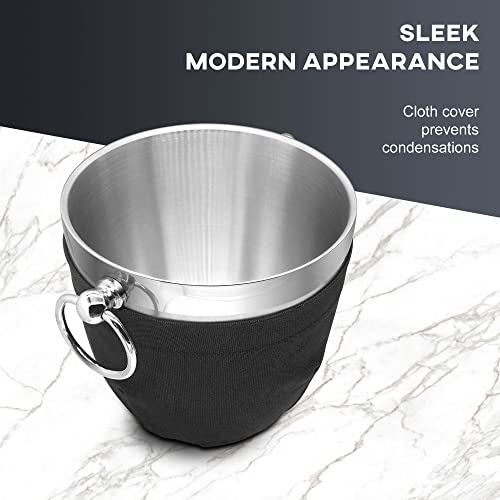 Fortune Candy Insulated Ice Bucket - Double Walled Stainless Steel Ice Bucket with Ice Tongs, Scoop, Lid, and Exclusive Ha...