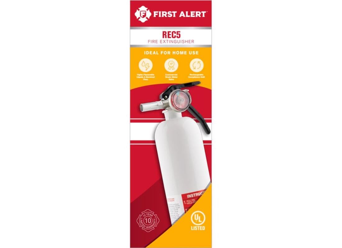 First Alert REC5 Recreation Fire Extinguisher, UL Rated 5-B:C, White, 1-Pack