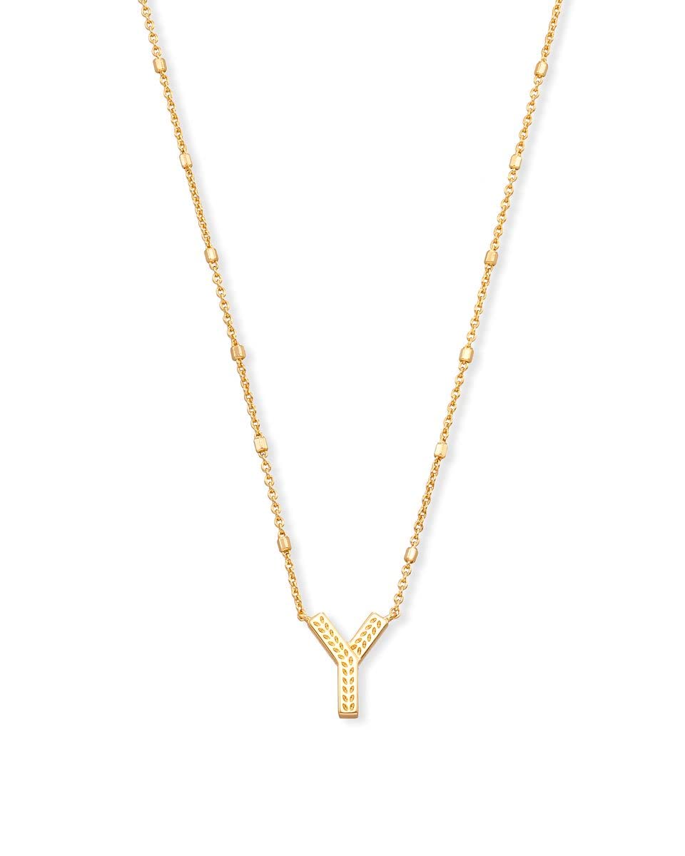 Kendra Scott Letter Y Pendant Necklace for Women, Fashion Jewelry, 14k Gold-Plated Brass, Gold Metal, Letter Y