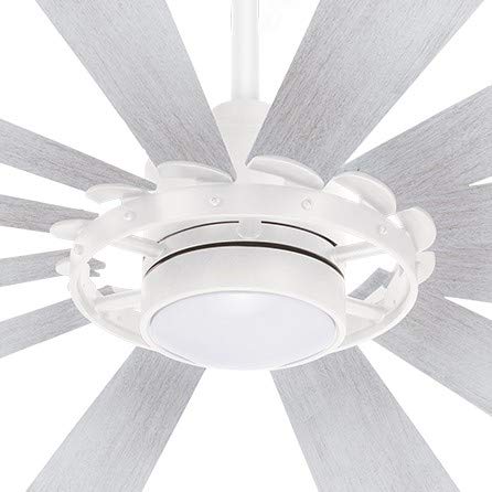 Minka Aire F870L-Tw Windmolen 65 Outdoor Ceiling Fan With Led Light And Remote Control, Textured White
