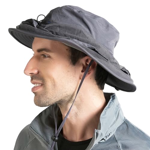 Peicees 3Pcs Head Net Hats for Men Women Adventure Fishing Hat Safari Hat for Hunting Camping Hiking, Dark Gray and Army G...