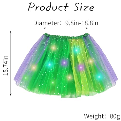 Women's LED Tutu Skirt Light Up Tutus Sparkle Skirts Layered Tulle Ballet Dance Skirt for Halloween Party Carnival Costume