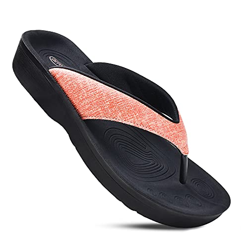 AEROTHOTIC Slip On Recovery Footwear Plantar Fasciitis Flip Flops for Women Yoga Mat Outdoor Walking Beach Ladies Arch Sup...