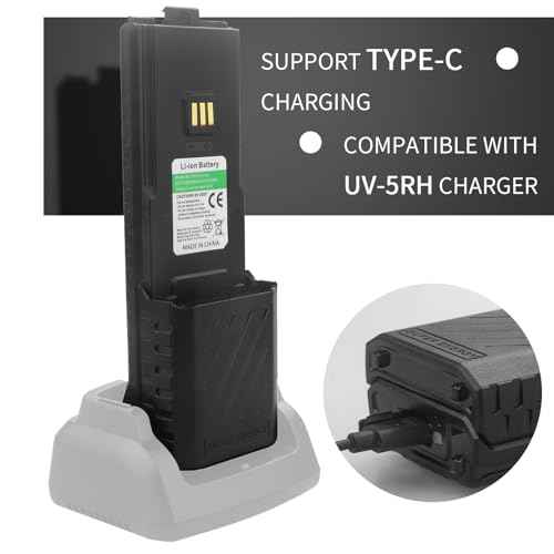 BAOFENG AR-5RM Battery,6800mAh High Capacity 5RM Extended Rechargeable Battery USB-C Charging 7.4V UV-5RM UV-5RH PRO GM-5RH UV-5G Plus GMRS 5RM Series Two-Way Radio (2 Pack+USB-c Charging Cable)