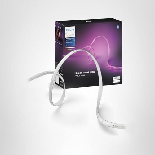 PHILIPS Hue Indoor 10 Ft Smart RGBWW LED Solo Lightstrip Base Kit, 1 Pack, Control with Hue App, LED Strip Lights Compatible with Alexa, Google Assistant and Apple HomeKit