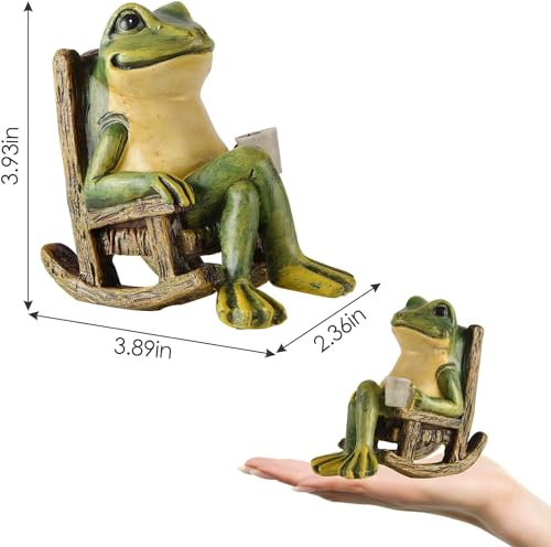 FOXMIS Miniature Frog Garden Statue Gifts Valentines Day Decorations Fairy Garden Accessories Outdoor Lights Solar Garden ...