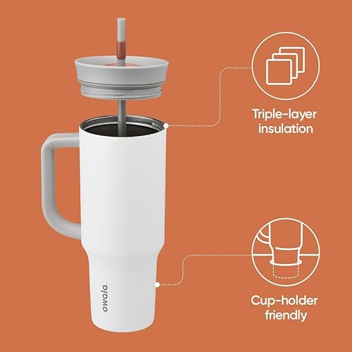 Owala Stainless Steel Triple Layer Insulated Travel Tumbler with Spill Resistant Lid, Straw, and Carry Handle, BPA Free, 4...