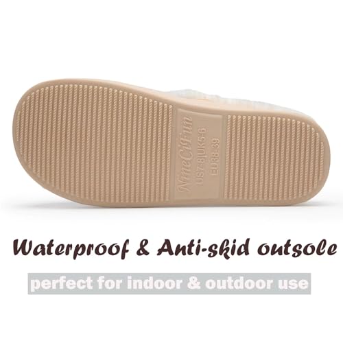 NineCiFun Women's Slip on Fuzzy Slippers Memory Foam House Slippers Outdoor Indoor Warm Plush Bedroom Shoes Scuff with Fau...