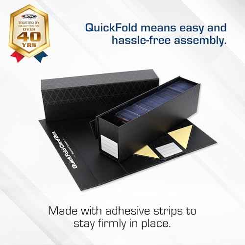 BCW QuickFold¢ç Card Storage Boxes for Magnetics & Toploaders ? 3 Pack | Trading Card Holder Box with Magnetic Closure | Easy Fold Assembly for Sports and TCG Cards