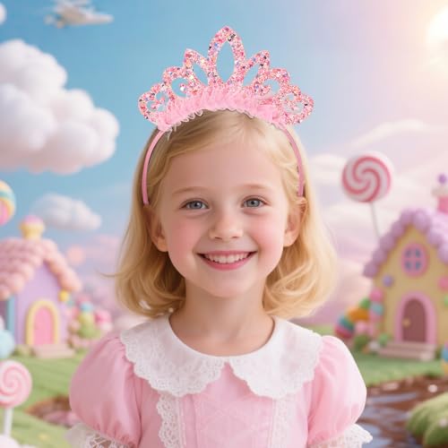 Zifengcer Birthday crown，8 Pack Princess Crown Headband, Glitter Sequin Crown Headband, Shiny Tiaras and Crowns Hair Acces...