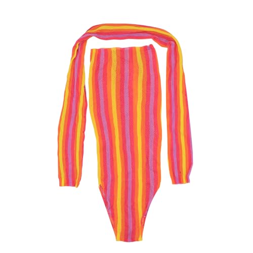 Women Rave Rainbow Mesh See Through Bikini Cover Ups Sexy Sleeveless Hollow Out Bodycon Midi Dress Festival Outfit