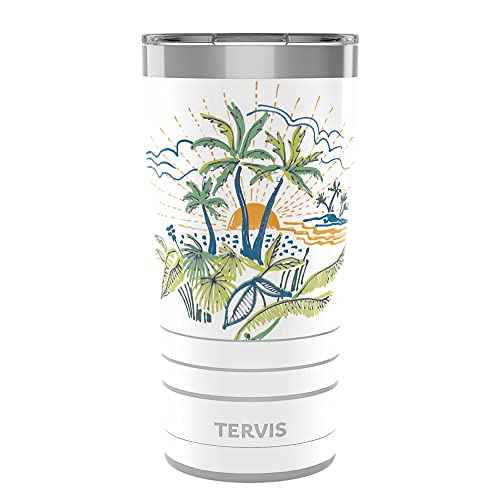 Tervis Traveler Painted Tropical Paradise Triple Walled Insulated Tumbler Travel Cup Keeps Drinks Cold & Hot, 20oz, Stainless Steel