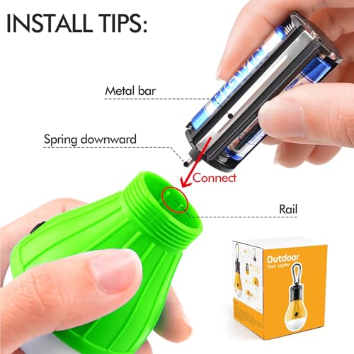 FLY2SKY Portable LED Tent Lamp, Clip Hook Hurricane Emergency Light Bulb, Camping Equipment Lanterns for Hiking, Backpacki...
