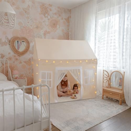 Tiny Land Play Tent with Padded Mat & LED Lights, Kids Tent, Playhouse for Kids, Indoor Bed Tent for Toddler, Toys for 3,...