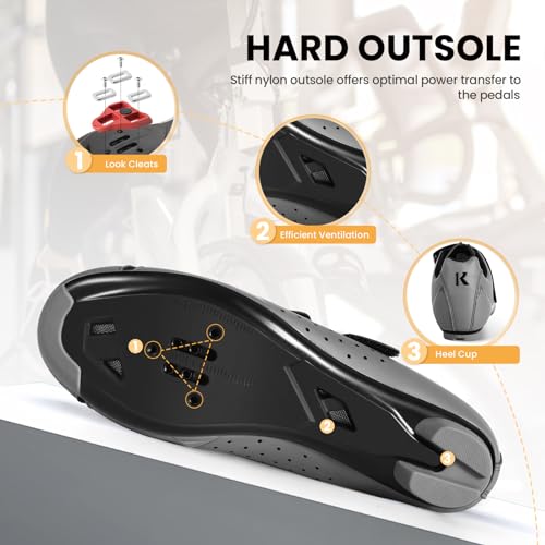 Men's Cycling Shoes – 2 & 3 Bolt Look Delta Cleat Spin Bike Shoes - Compatible with SPD Clips – Perfect for Indoor & Outdo...