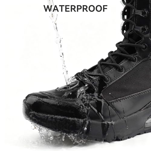 CENNID Women's Waterproof Work Tactical Boots Wide Non Slip Boots Lightweight for Side Zipper All Day Comfortable Hiking M...
