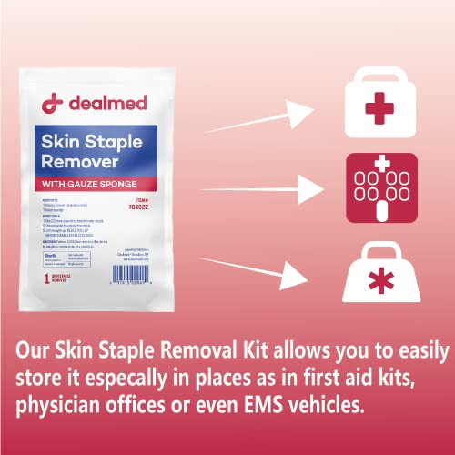 Dealmed Sterile Staple Removal Kit, Includes Staple Remover and Gauze Sponge, Staple Removal Tool Single-Use Kit, Ideal fo...