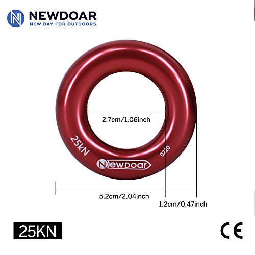 NewDoar Rappel Ring 25kN Gold Large O-Ring Rope Connector for Rock Climbing Arborist Rescue Hammock and Slackline